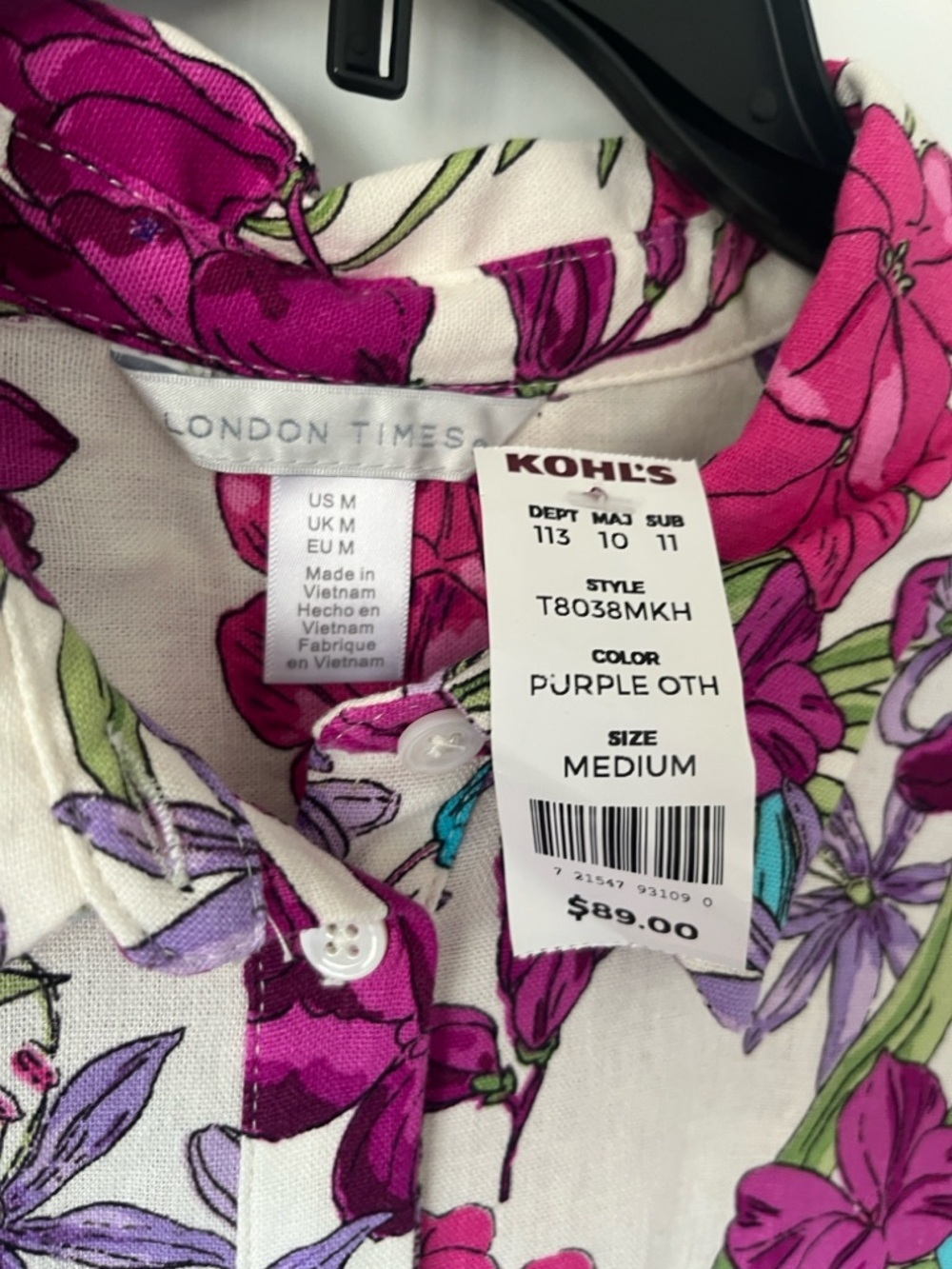 London Times Fuchsia and Cream Floral Dress or tunic - Picture 11 of 11
